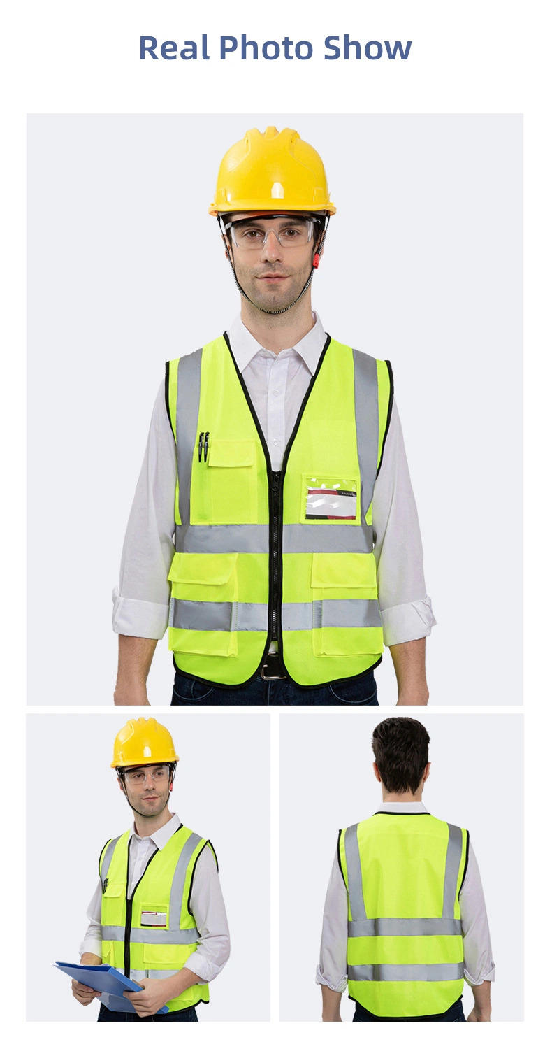 Custom Logo Design Multi-Pocket Undershirt Road Traffic Duty Protection Sanitation Vest Reflective Safety Clothing