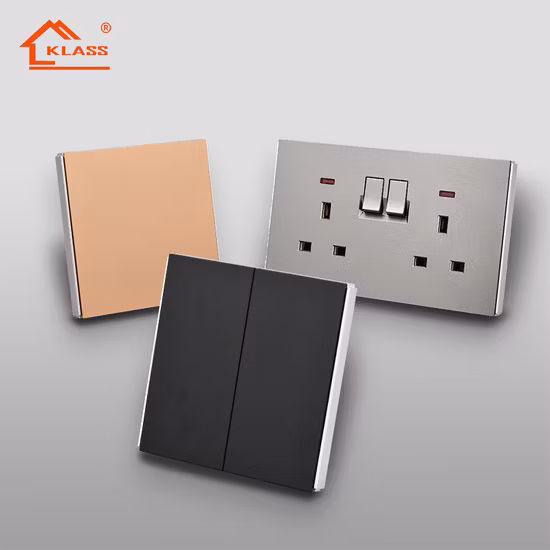 2gang ライト家庭用電気壁スイッチ インジケーター付き 産業用児童保護ライトスイッチ 壁スイッチとソケット